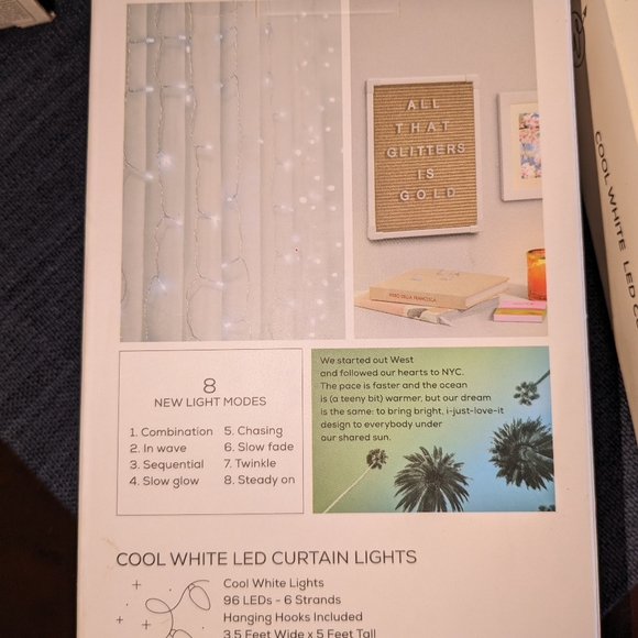 LED Curtain String COOL White Light  - Picture 2 of 16